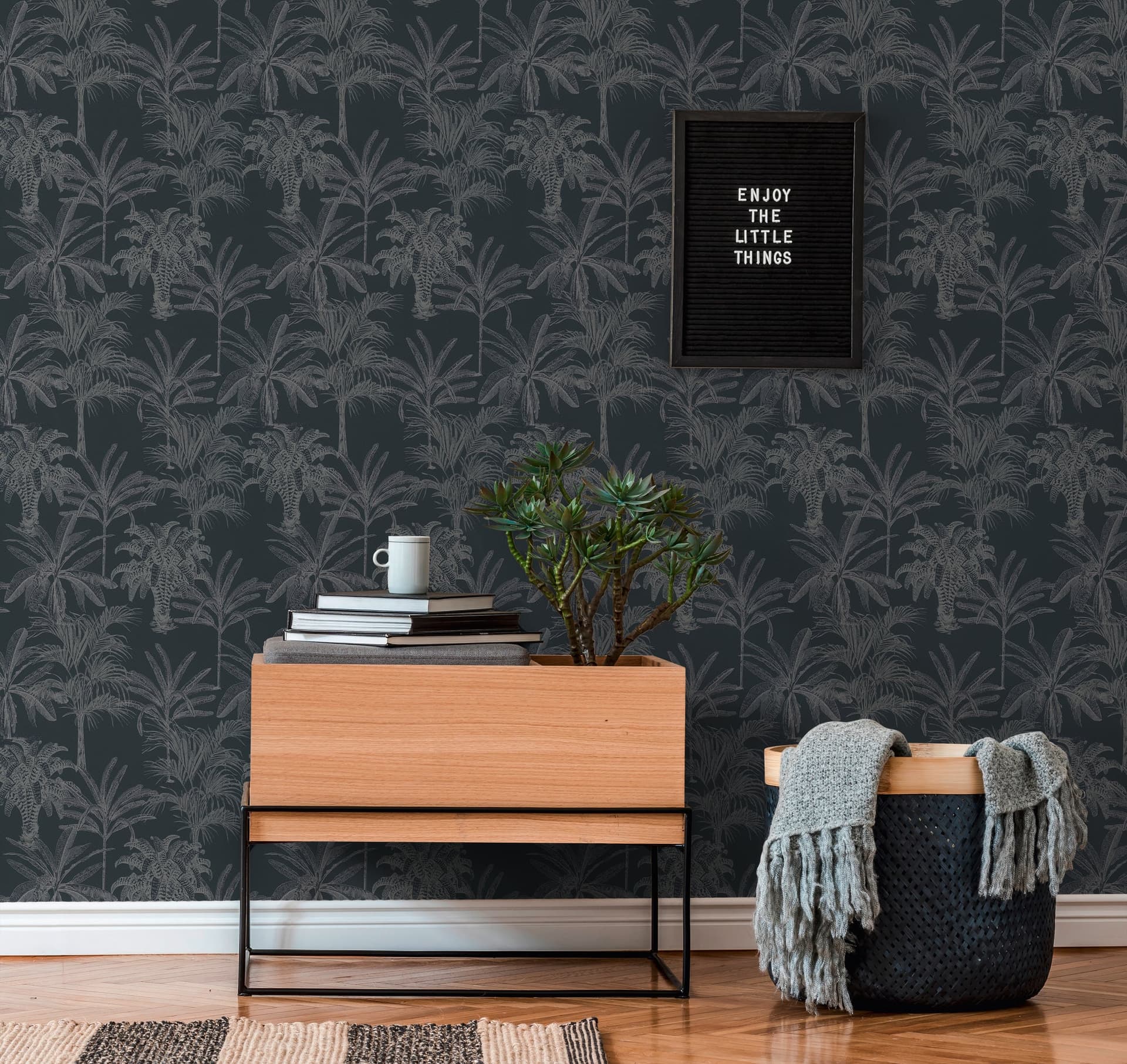 Midnight Canopy dark floral designer wallpaper