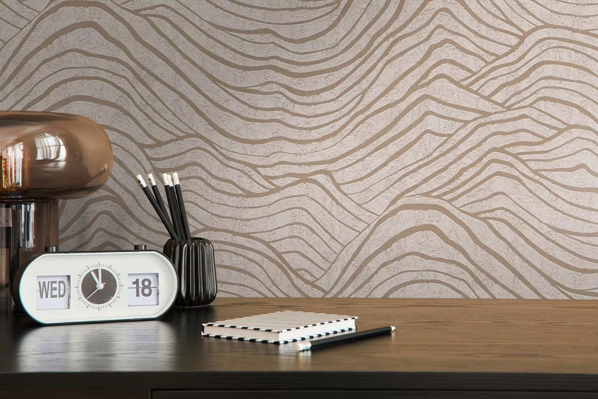Gilded Ridge beige gold prestige wallpaper